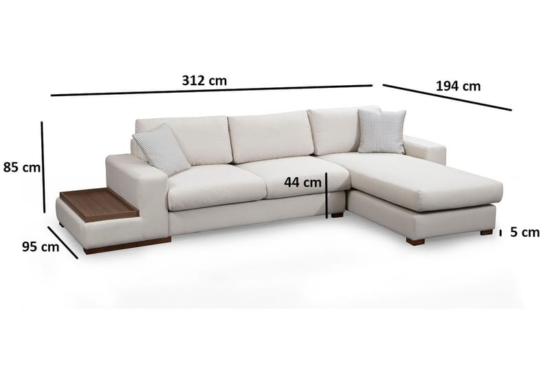 Divansoffa Portiella - Beige - Möbler - Soffa - Divansoffa & schäslongsoffa