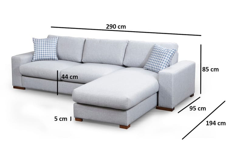 Divansoffa Portiella - Grå - Möbler - Soffa - Divansoffa & schäslongsoffa