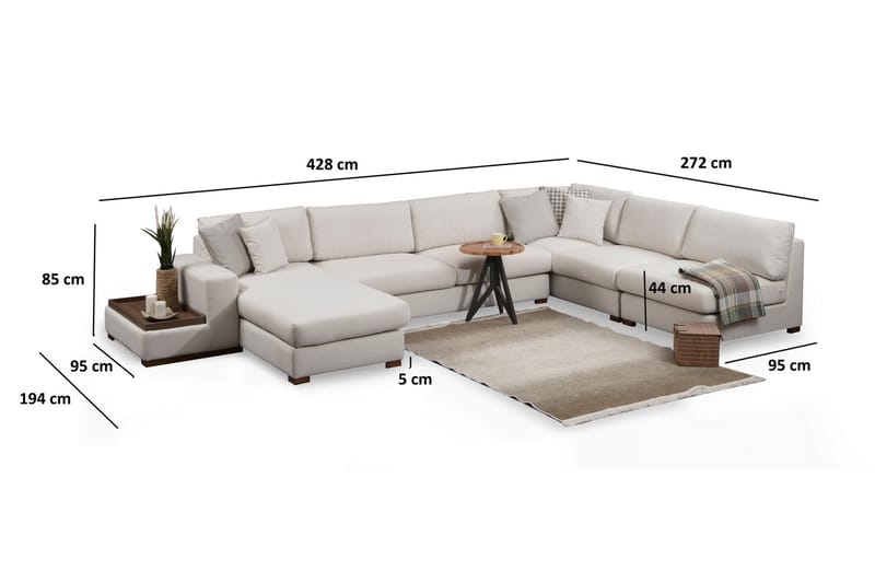 Divansoffa Portiella - Beige - Divansoffa & schäslongsoffa