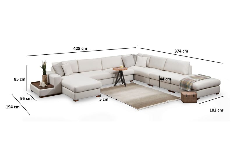 Divansoffa Portiella - Beige - Möbler - Soffa - Divansoffa & schäslongsoffa