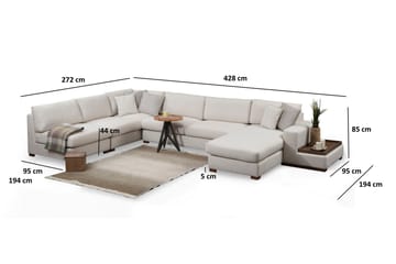 Divansoffa Portiella - Beige - Möbler - Soffa - Divansoffa & schäslongsoffa