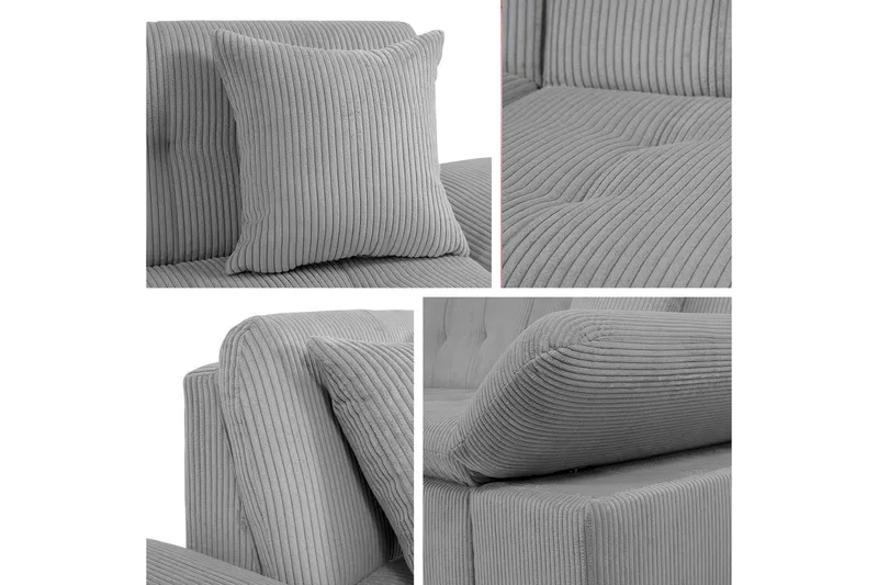 Djerra Soffa med Divan 3-sits - Svart/Grå - Möbler - Soffa - Divansoffa & schäslongsoffa - 3 sits soffa med divan