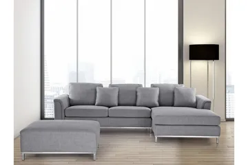 Dugard 3-sits Djup L-formad Hörnsoffa med Divan i Tyg - Grå - Möbler - Soffa - Divansoffa & schäslongsoffa - 4 sits soffa med divan
