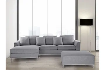 Dugard 3-sits Djup L-formad Hörnsoffa med Divan i Tyg - Grå - Möbler - Soffa - Divansoffa & schäslongsoffa - 4 sits soffa med divan