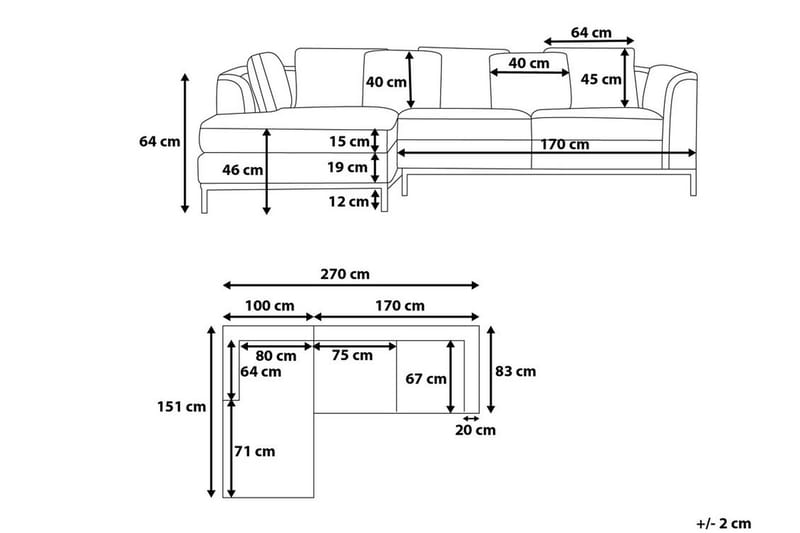 Dugard Hörnsoffa Höger - Beige/Läder - Möbler - Soffa - Divansoffa & schäslongsoffa - 4 sits soffa med divan