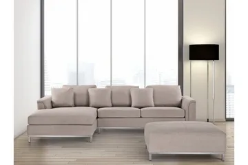 Dugard Hörnsoffa Höger + Fotpall - Beige - Möbler - Soffa - Divansoffa & schäslongsoffa - 4 sits soffa med divan