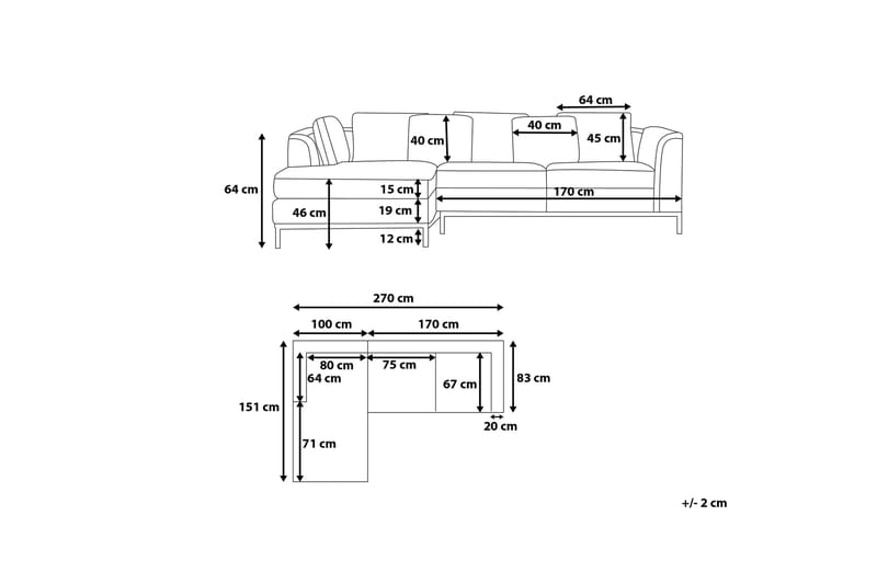 Dugard Hörnsoffa Höger - Svart/Läder - Möbler - Soffa - Divansoffa & schäslongsoffa - 4 sits soffa med divan