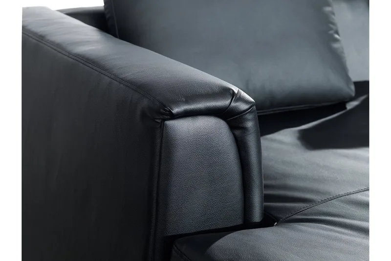 Dugard Hörnsoffa Höger - Svart/Läder - Möbler - Soffa - Divansoffa & schäslongsoffa - 4 sits soffa med divan