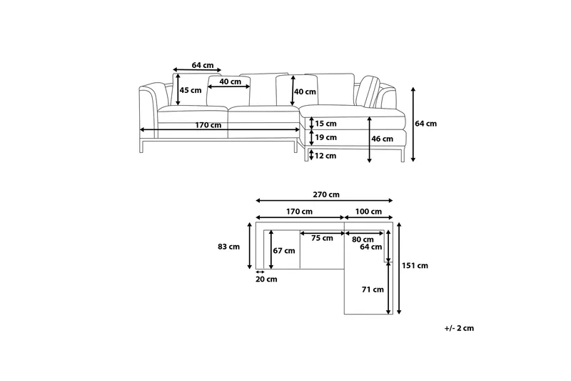 Dugard Hörnsoffa Vänster - Ljusgrå - Möbler - Soffa - Divansoffa & schäslongsoffa - 4 sits soffa med divan