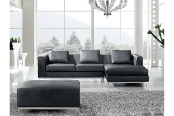 Dugard Hörnsoffa Vänster - Svart/Läder - Möbler - Soffa - Divansoffa & schäslongsoffa