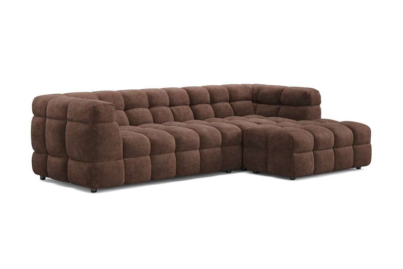 Elise 3-sits Bubblig Soffa med Divan Höger - Brun - Möbler - Soffa - Divansoffa & schäslongsoffa - 4 sits soffa med divan