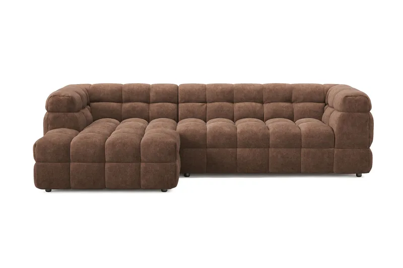 Elise 4-sits Vänstervänd L-formad Bubblig Divansoffa 274 cm i Chenille, Brun