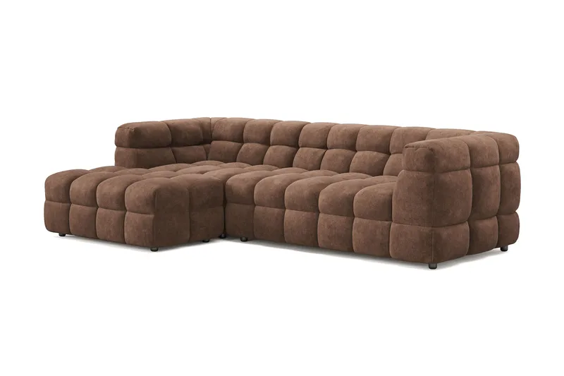 Elise 4-sits Vänstervänd L-formad Bubblig Divansoffa 274 cm i Chenille - Brun - Möbler - Soffa - Divansoffa & schäslongsoffa - 4 sits soffa med divan