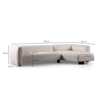 Elvaris 4-sits Soffa med Divan - Vit - Möbler - Soffa - Divansoffa & schäslongsoffa - 4 sits soffa med divan