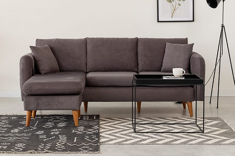 Espeut 2-sits Vänster L-formad Djup Divansoffa med Schäslong i Tyg - Grå - Möbler - Soffa - Divansoffa & schäslongsoffa