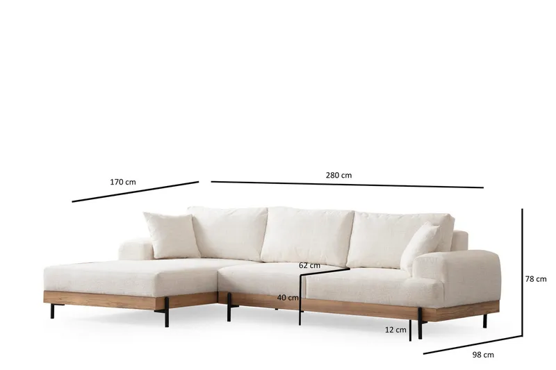 Eti Hörnsoffa 3-sits - Vit - Möbler - Soffa - Divansoffa & schäslongsoffa - 4 sits soffa med divan