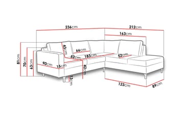 Farindon 8-sits Soffa Vänster - Svart - Möbler - Soffa - Divansoffa & schäslongsoffa - 4 sits soffa med divan