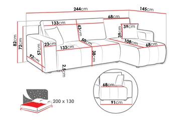 Flo Bäddsoffa med Divan 3-sits - Grå - Möbler - Soffa - Divansoffa & schäslongsoffa - 3 sits soffa med divan