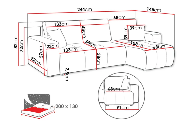 Flo Bäddsoffa med Divan 3-sits - Grå - Möbler - Soffa - Divansoffa & schäslongsoffa - 3 sits soffa med divan