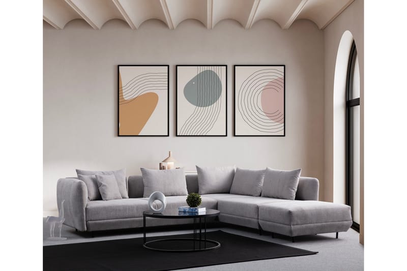 Floransa 4-sits Soffa med Divan - Ljusgrå - Möbler - Soffa - Divansoffa & schäslongsoffa - 4 sits soffa med divan