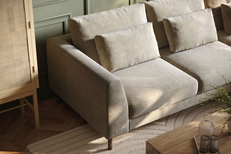 Florenz 3-sits Högervänd L-formad Divansoffa i Chenille - Grå / Beige - Möbler - Soffa - Divansoffa & schäslongsoffa - 3 sits soffa med divan