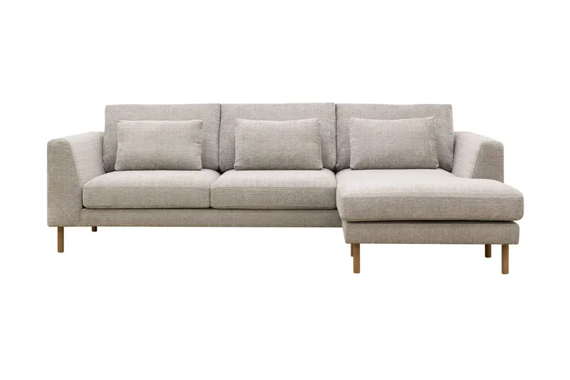 Florenz 3-sits Högervänd L-formad Divansoffa i Chenille, Grå/Beige