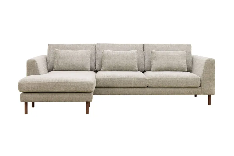 Florenz 3-sits Vänstervänd L-formad Divansoffa i Chenille, Grå / Beige