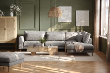 Florenz 4-sits Högervänd L-formad Schäslongsoffa i Chenille - Ljusgrå - Möbler - Soffa - Divansoffa & schäslongsoffa - 4 sits soffa med divan