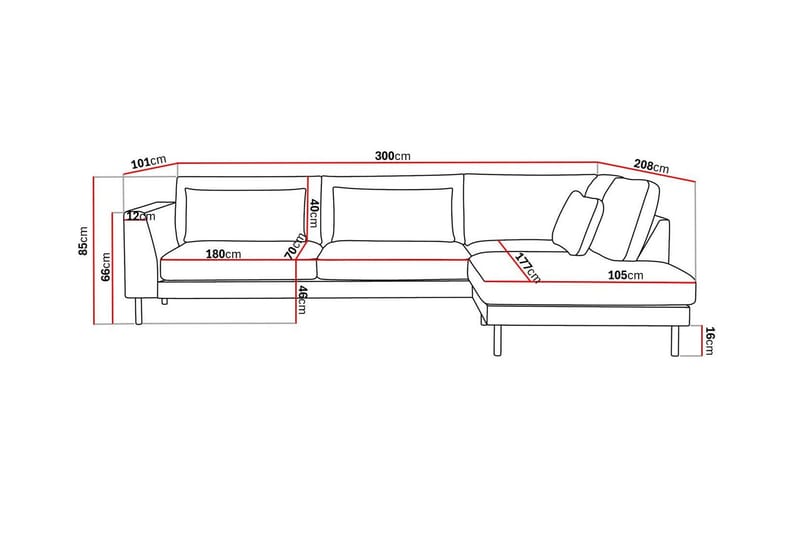 Florenz 4-sits Högervänd L-formad Schäslongsoffa i Tyg - Beige - Möbler - Soffa - Divansoffa & schäslongsoffa - 4 sits soffa med divan