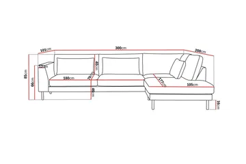 Florenz 4-sits Högervänd L-formad Schäslongsoffa i Tyg - Grå / Beige - Möbler - Soffa - Divansoffa & schäslongsoffa - 4 sits soffa med divan