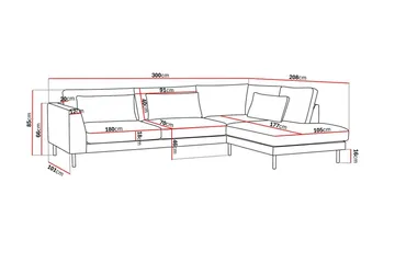 Florenz 4-sits Högervänd L-formad Schäslongsoffa i Tyg - Grå / Beige - Möbler - Soffa - Divansoffa & schäslongsoffa - 4 sits soffa med divan