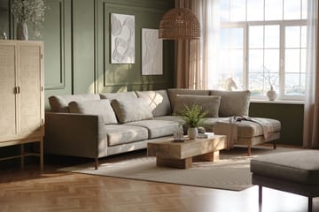 Florenz 4-sits Högervänd L-formad Schäslongsoffa i Tyg - Grå / Beige - Möbler - Soffa - Divansoffa & schäslongsoffa - 4 sits soffa med divan