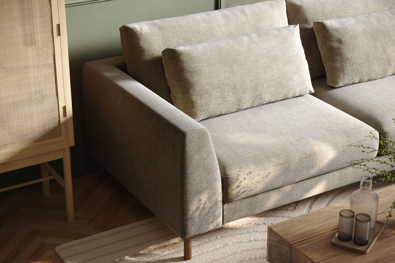 Florenz 4-sits Högervänd L-formad Schäslongsoffa i Tyg - Grå / Beige - Möbler - Soffa - Divansoffa & schäslongsoffa - 4 sits soffa med divan