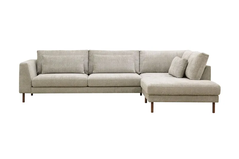 Florenz 4-sits Högervänd L-formad Schäslongsoffa i Tyg, Grå/Beige