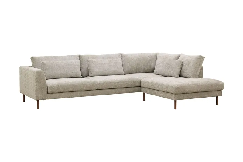 Florenz 4-sits Högervänd L-formad Schäslongsoffa i Tyg - Grå/Beige - Möbler - Soffa - Divansoffa & schäslongsoffa - 4 sits soffa med divan