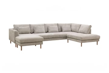 Florenz 4-sits Högervänd U-formad Soffa med Divan och Schäslong i Chenille - Grå / Beige - Möbler - Soffa - Divansoffa & schäslongsoffa - 4 sits soffa med divan