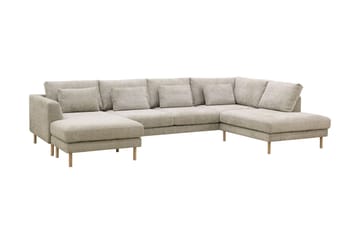 Florenz 4-sits Högervänd U-formad Soffa med Divan och Schäslong i Chenille - Grå / Beige - Möbler - Soffa - Divansoffa & schäslongsoffa - 4 sits soffa med divan