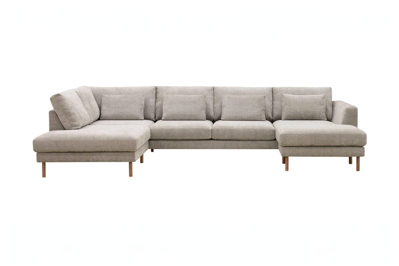 Florenz 4-sits Högervänd U-formad Soffa med Divan och Schäslong i Chenille - Grå / Beige - Möbler - Soffa - Divansoffa & schäslongsoffa - 4 sits soffa med divan