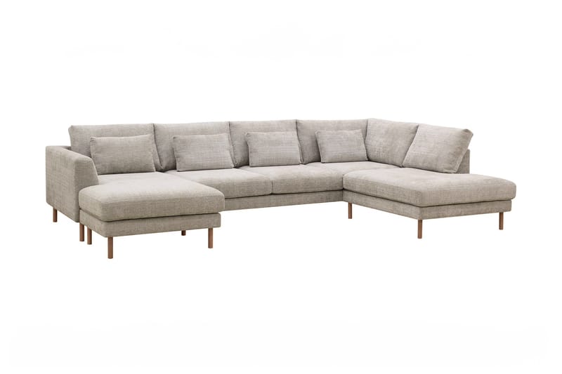 Florenz 4-sits Högervänd U-formad Soffa med Divan och Schäslong i Chenille - Grå / Beige - Möbler - Soffa - Divansoffa & schäslongsoffa - 4 sits soffa med divan