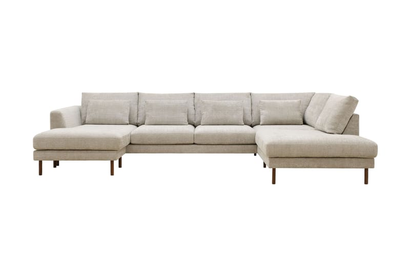 Florenz 4-sits Högervänd U-formad Soffa med Divan och Schäslong i Chenille - Grå / Beige - Möbler - Soffa - Divansoffa & schäslongsoffa - 4 sits soffa med divan