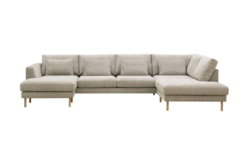 Florenz 4-sits Högervänd U-formad Soffa med Divan och Schäslong i Chenille - Grå / Beige - Möbler - Soffa - Divansoffa & schäslongsoffa - 4 sits soffa med divan