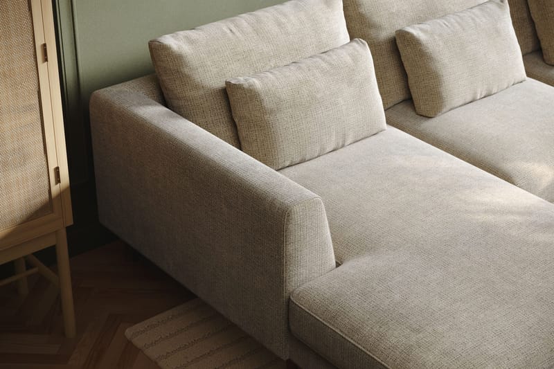 Florenz 4-sits Högervänd U-formad Soffa med Divan och Schäslong i Chenille - Grå / Beige - Möbler - Soffa - Divansoffa & schäslongsoffa - 4 sits soffa med divan