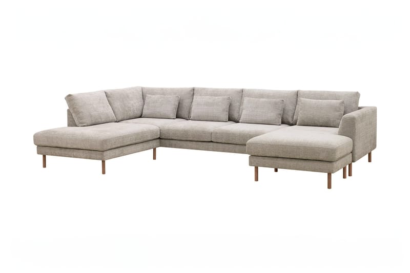 Florenz 4-sits Högervänd U-formad Soffa med Divan och Schäslong i Chenille - Grå / Beige - Möbler - Soffa - Divansoffa & schäslongsoffa - 4 sits soffa med divan