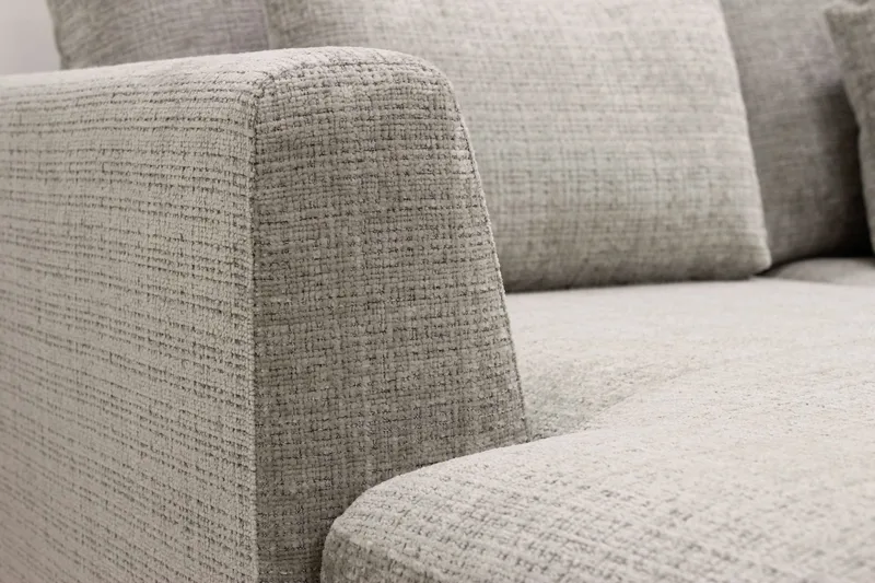 Florenz 4-sits Högervänd U-formad Soffa med Divan och Schäslong i Chenille - Grå / Beige - Möbler - Soffa - Divansoffa & schäslongsoffa - 4 sits soffa med divan