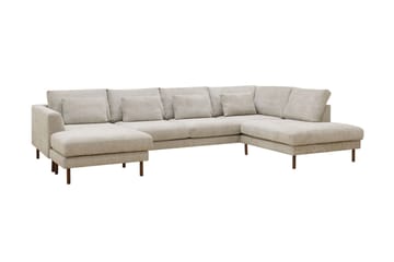 Florenz 4-sits Högervänd U-formad Soffa med Divan och Schäslong i Chenille - Grå/Beige - Möbler - Soffa - Divansoffa & schäslongsoffa - 4 sits soffa med divan