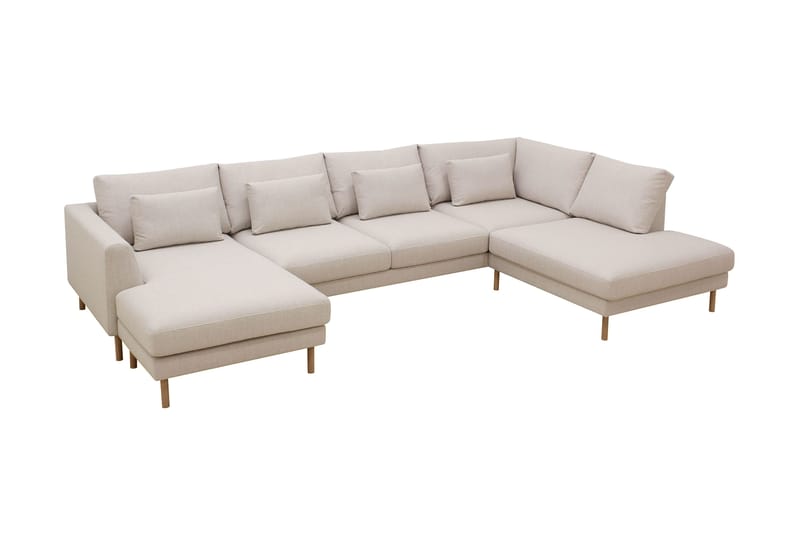 Florenz 4-sits Högervänd U-formad Soffa med Divan och Schäslong i Tyg - Beige - Möbler - Soffa - Divansoffa & schäslongsoffa - 4 sits soffa med divan