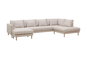 Florenz 4-sits Högervänd U-formad Soffa med Divan och Schäslong i Tyg - Beige - Möbler - Soffa - Divansoffa & schäslongsoffa - 4 sits soffa med divan