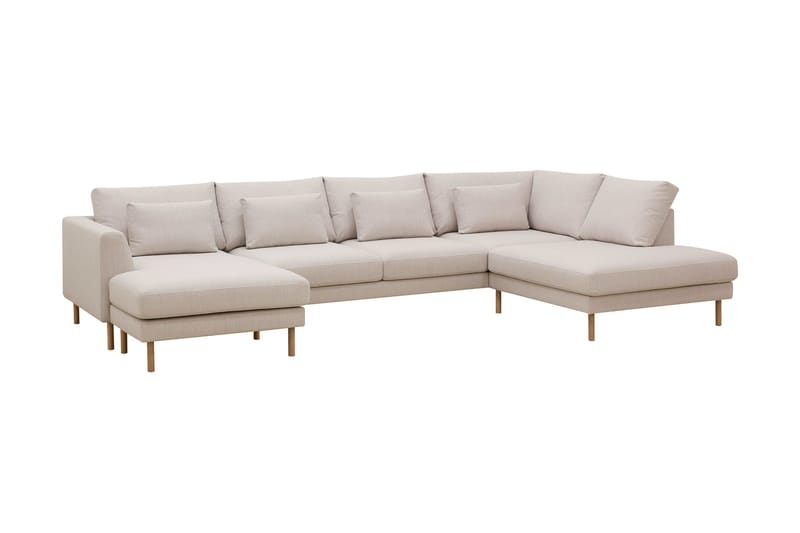 Florenz 4-sits Högervänd U-formad Soffa med Divan och Schäslong i Tyg - Beige - Möbler - Soffa - Divansoffa & schäslongsoffa - 4 sits soffa med divan