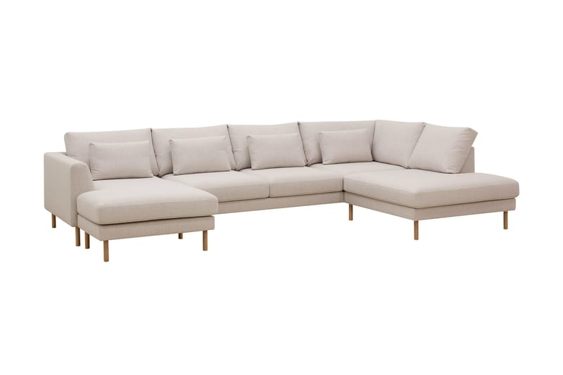 Florenz 4-sits Högervänd U-formad Soffa med Divan och Schäslong i Tyg - Beige - Möbler - Soffa - Divansoffa & schäslongsoffa - 4 sits soffa med divan