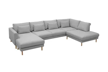 Florenz 4-sits Högervänd U-formad Soffa med Divan och Schäslong i Tyg - Ljusgrå - Möbler - Soffa - Divansoffa & schäslongsoffa - 4 sits soffa med divan